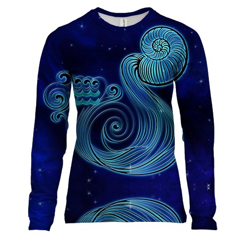 Женский 3D лонгслив со знаком зодиака Водолей (2)