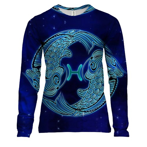 Жіночий 3D лонгслів зі знаком зодіаку Риби (2)