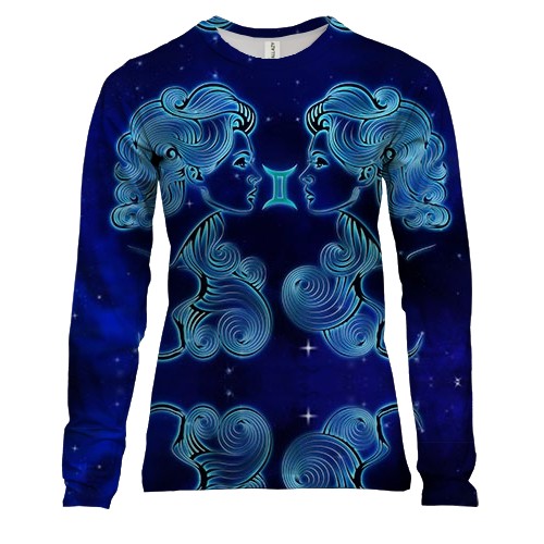 Жіночий 3D лонгслів зі знаком зодіаку Близнюки (2)