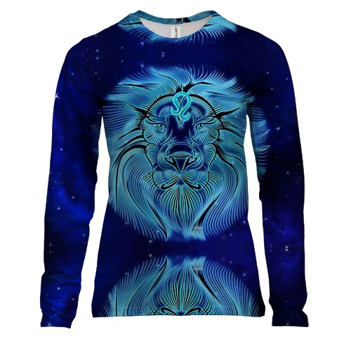 Женский 3D лонгслив со знаком зодиака Лев (2)