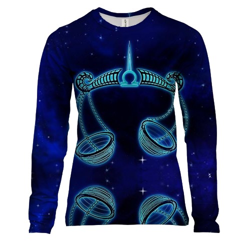 Женский 3D лонгслив со знаком зодиака Весы (2)