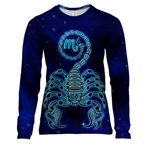 Жіночий 3D лонгслів со знаком зодиака Скорпион (2)
