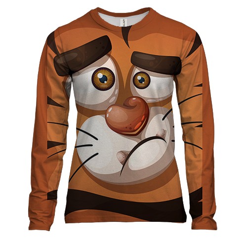 Женский 3D лонгслив с грустным тигром