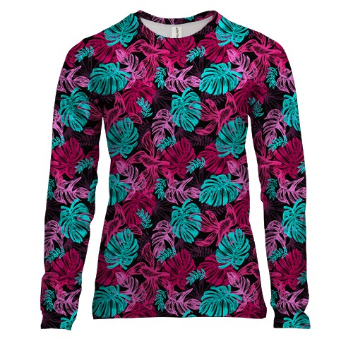 Жіночий 3D лонгслів з яскравими листям (2)