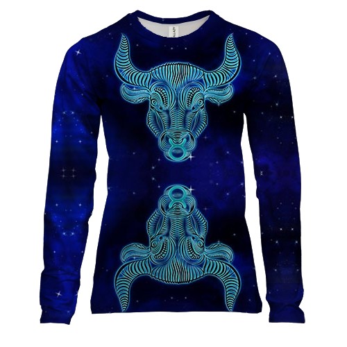Жіночий 3D лонгслів зі знаком зодіаку Тілець (2)