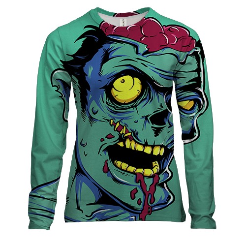 Женский 3D лонгслив с удивленным зомби
