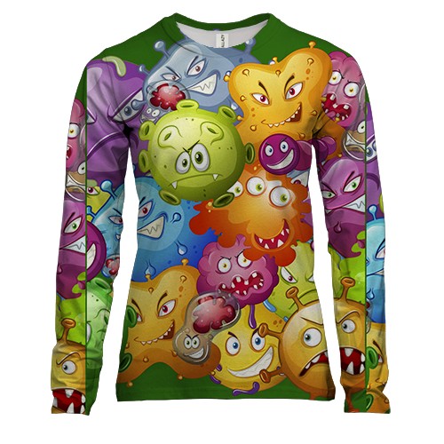 Женский 3D лонгслив с веселыми вирусами