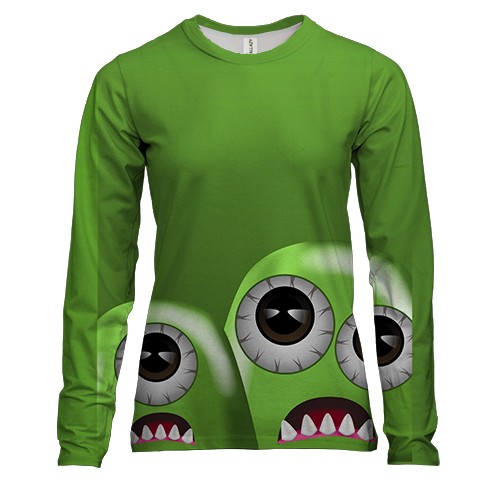 Женский 3D лонгслив с удивленными существами