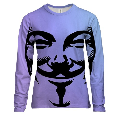 Женский 3D лонгслив с маской Гая Фокса