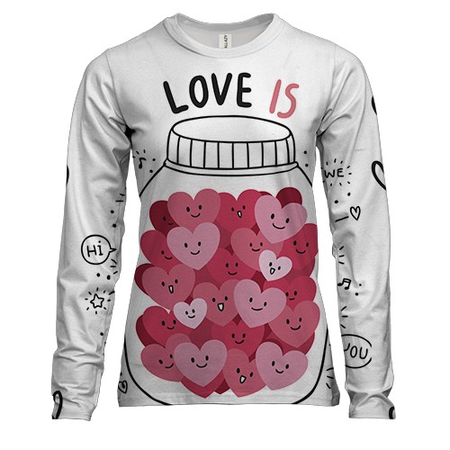 Женский 3D лонгслив с сердечками в банке