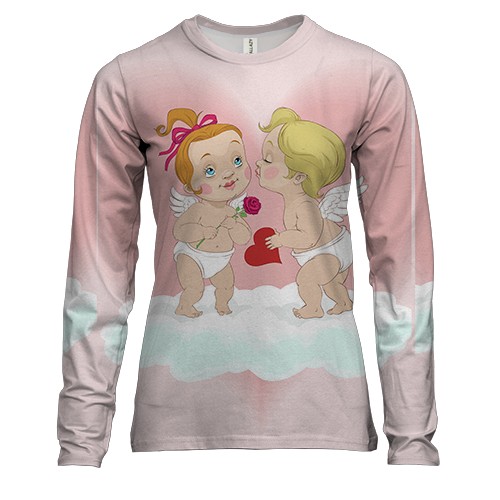 Жіночий 3D лонгслів з закоханими купідонами