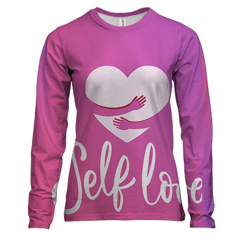 Жіночий 3D лонгслів з написом "Self love"