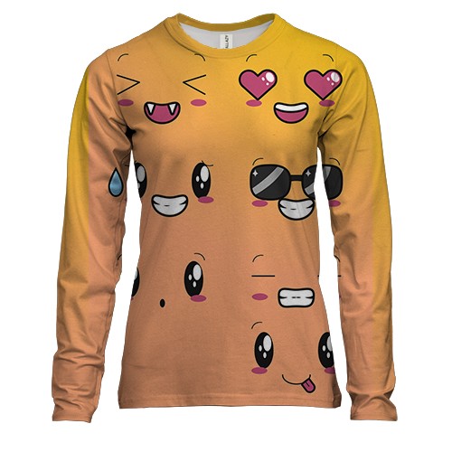 Женский 3D лонгслив с анимешными эмодзи