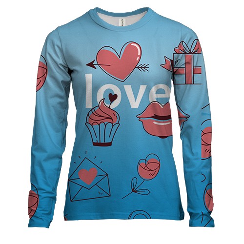Жіночий 3D лонгслів з любовної символікою