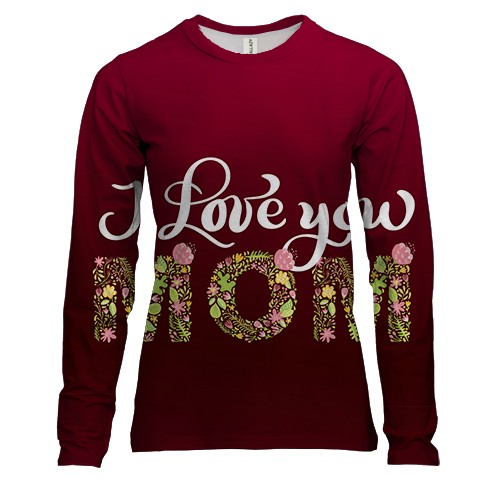 Жіночий 3D лонгслів I love you Mom
