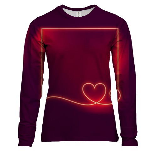 Жіночий 3D лонгслів з неоновим рамкою і сердечком