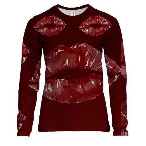 Женский 3D лонгслив с красными губами