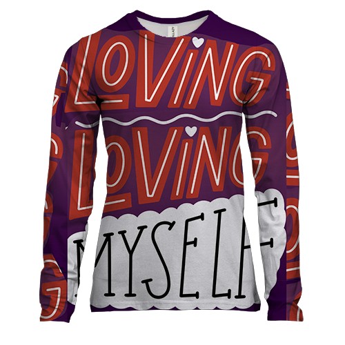 Женский 3D лонгслив с надписью "Loving Myself"