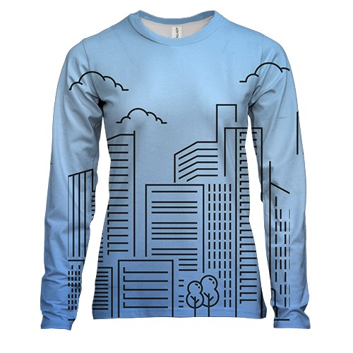 Жіночий 3D лонгслів з контурним містом