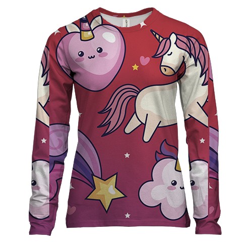 Жіночий 3D лонгслів з  єдинорогами