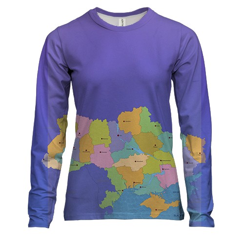 Жіночий 3D лонгслів з контурною картою України