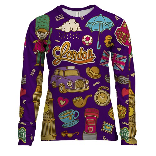 Женский 3D лонгслив с английской символикой