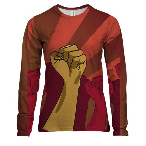 Женский 3D лонгслив с революционными кулаками