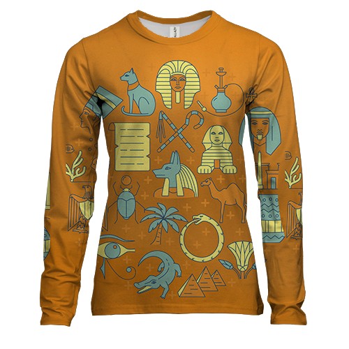 Женский 3D лонгслив с египетской атрибутикой