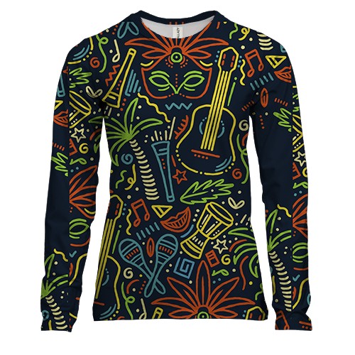 Женский 3D лонгслив с фестивальной символикой