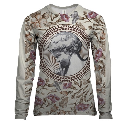 Женский 3D лонгслив со статуей и цветами