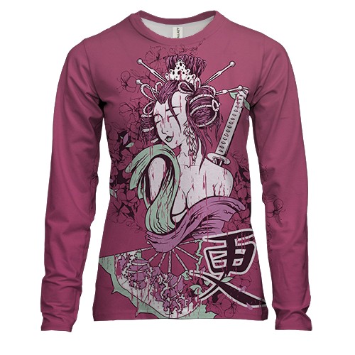 Женский 3D лонгслив с гейшей
