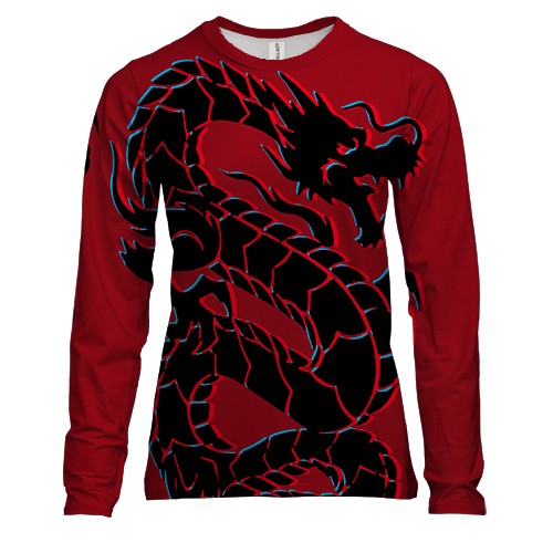 Женский 3D лонгслив с черным драконом