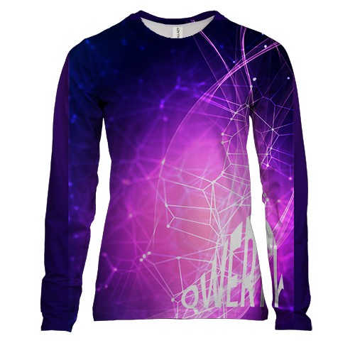 Женский 3D лонгслив с надписью "Qwerty"