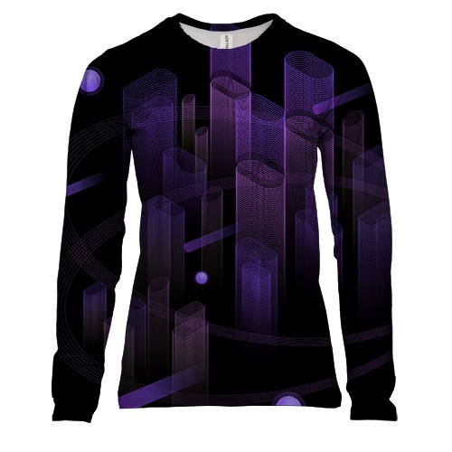 Жіночий 3D лонгслів з футуристичною архітектурою