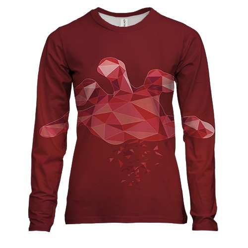 Жіночий 3D лонгслів з полігональної червоною рукою