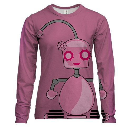 Жіночий 3D лонгслів з дівчинкою роботом
