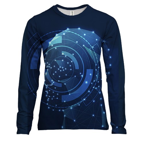 Женский 3D лонгслив с полигональным силуэтом человека