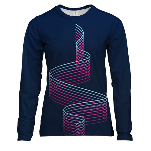 Женский 3D лонгслив с волнистыми линиями