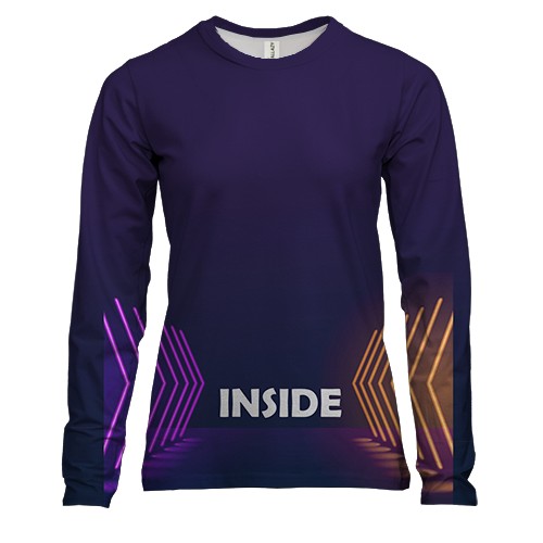 Женский 3D лонгслив с надписью "Inside"