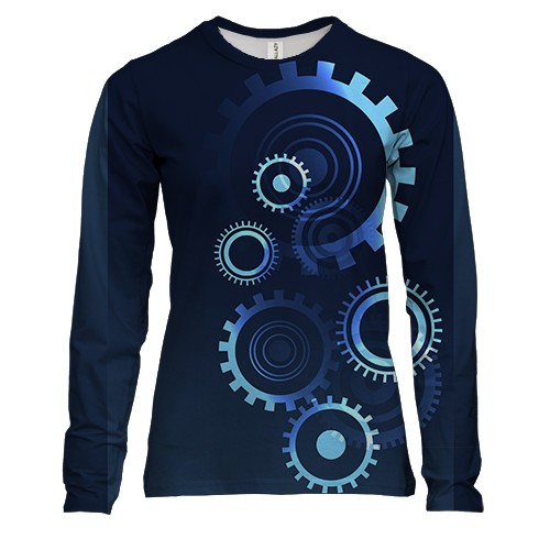 Женский 3D лонгслив с градиентными шестеренками