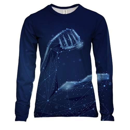 Женский 3D лонгслив с полигональной рукой