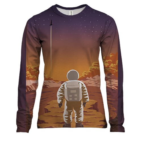 Женский 3D лонгслив с иллюстрацией космонавта