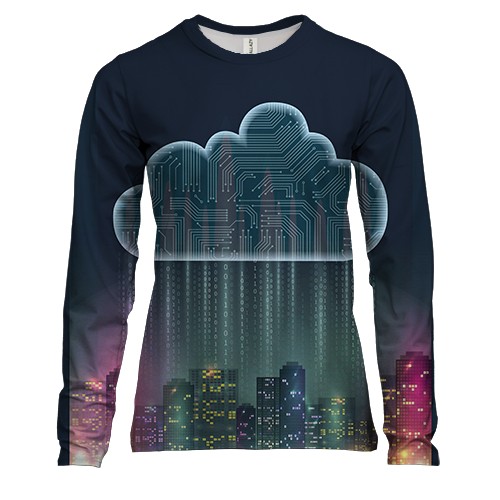 Женский 3D лонгслив с облаком схемой