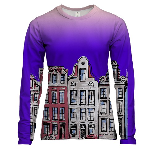 Жіночий 3D лонгслів з фасадом будинку