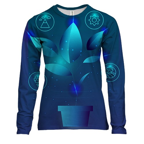 Женский 3D лонгслив с градиентным цветком