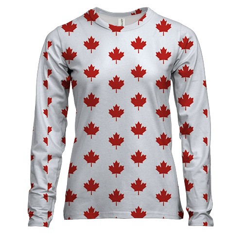 Женский 3D лонгслив с листиками флага Канады