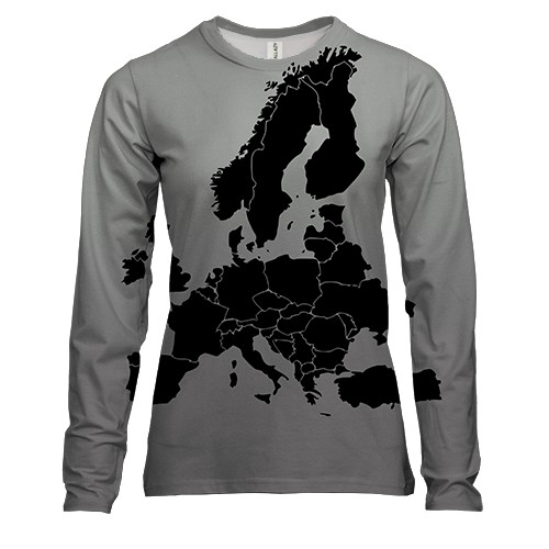 Жіночий 3D лонгслів с картой Европы