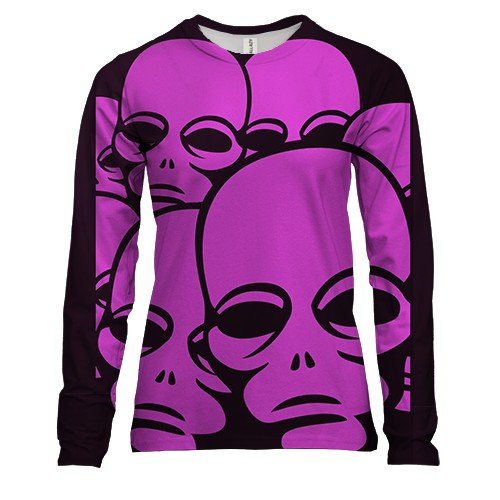 Женский 3D лонгслив с розовыми пришельцами