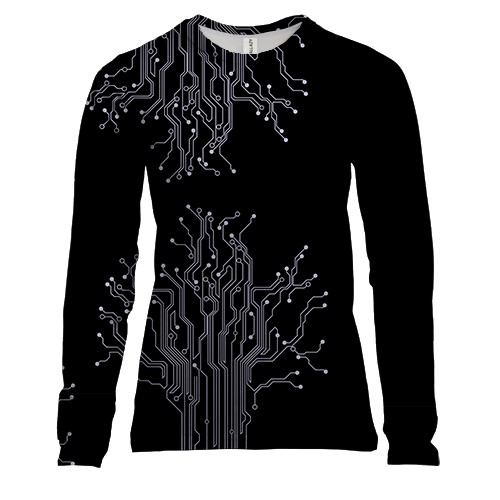 Женский 3D лонгслив со схемой деревом