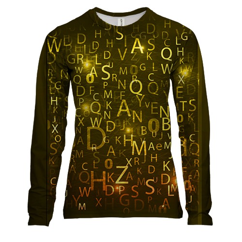 Женский 3D лонгслив со светящимися буквами